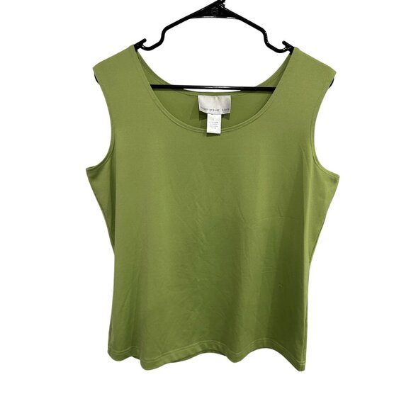 Susan Graver Style Liquid Knit Sleeveless Tank Top Green Sz Large Essentials - Picture 1 of 9